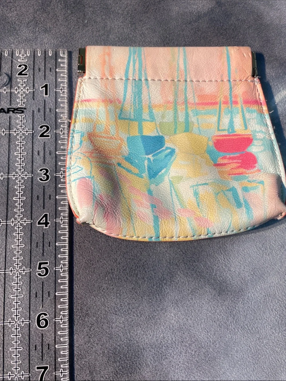 Anthropologie Pastel Sailboat Print Key & Card Holder